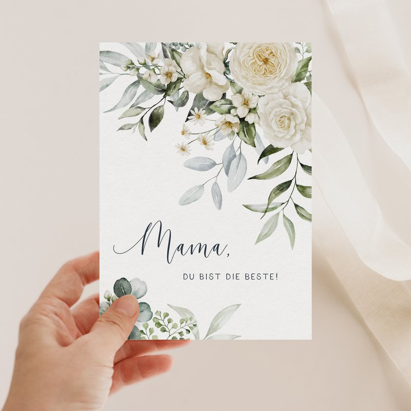 Mors dag kort A6 lykønskningskort blomster