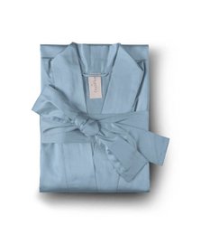 Accappatoio kimono in raso tinta unita blu francese