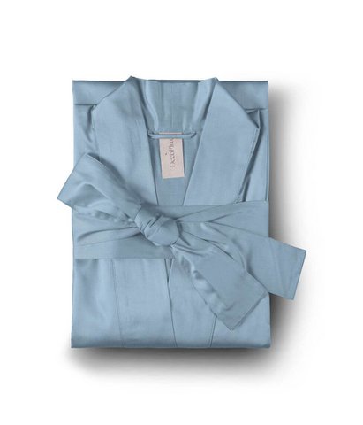 Sateen kimono bathrobe Solid French Blue
