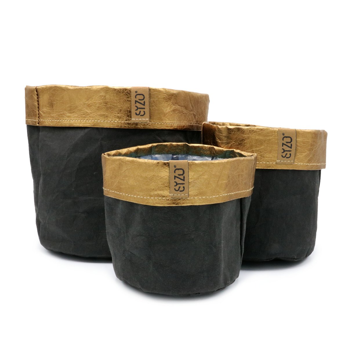 Bolsa de papel SIZO negra/borde cobre con forro impermeable biodegradable
