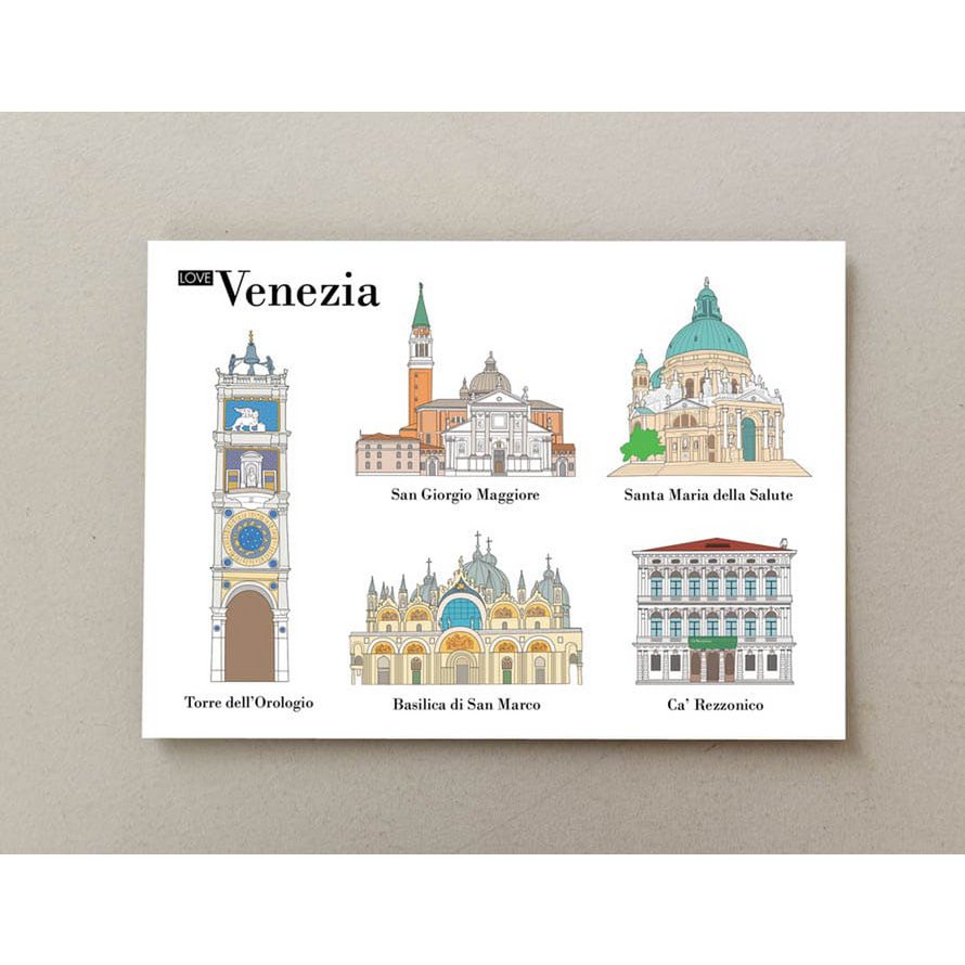 Pack de 4 postales ilustradas Venecia