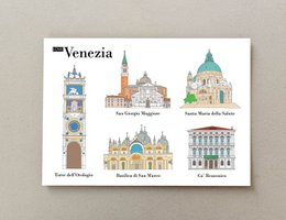 Pack de 4 postales ilustradas Venecia