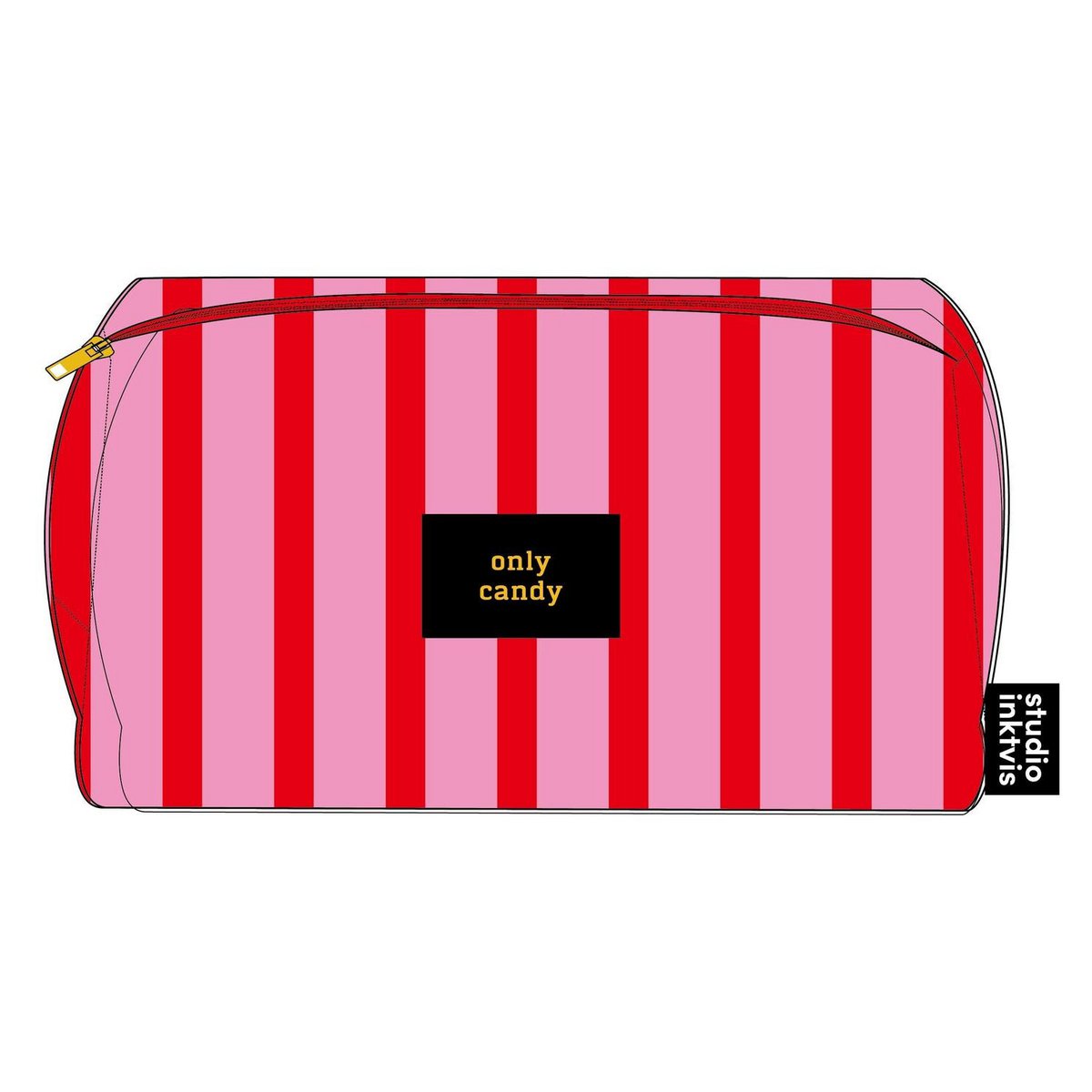 Tasje Only candy roze rode streep van teddy stof