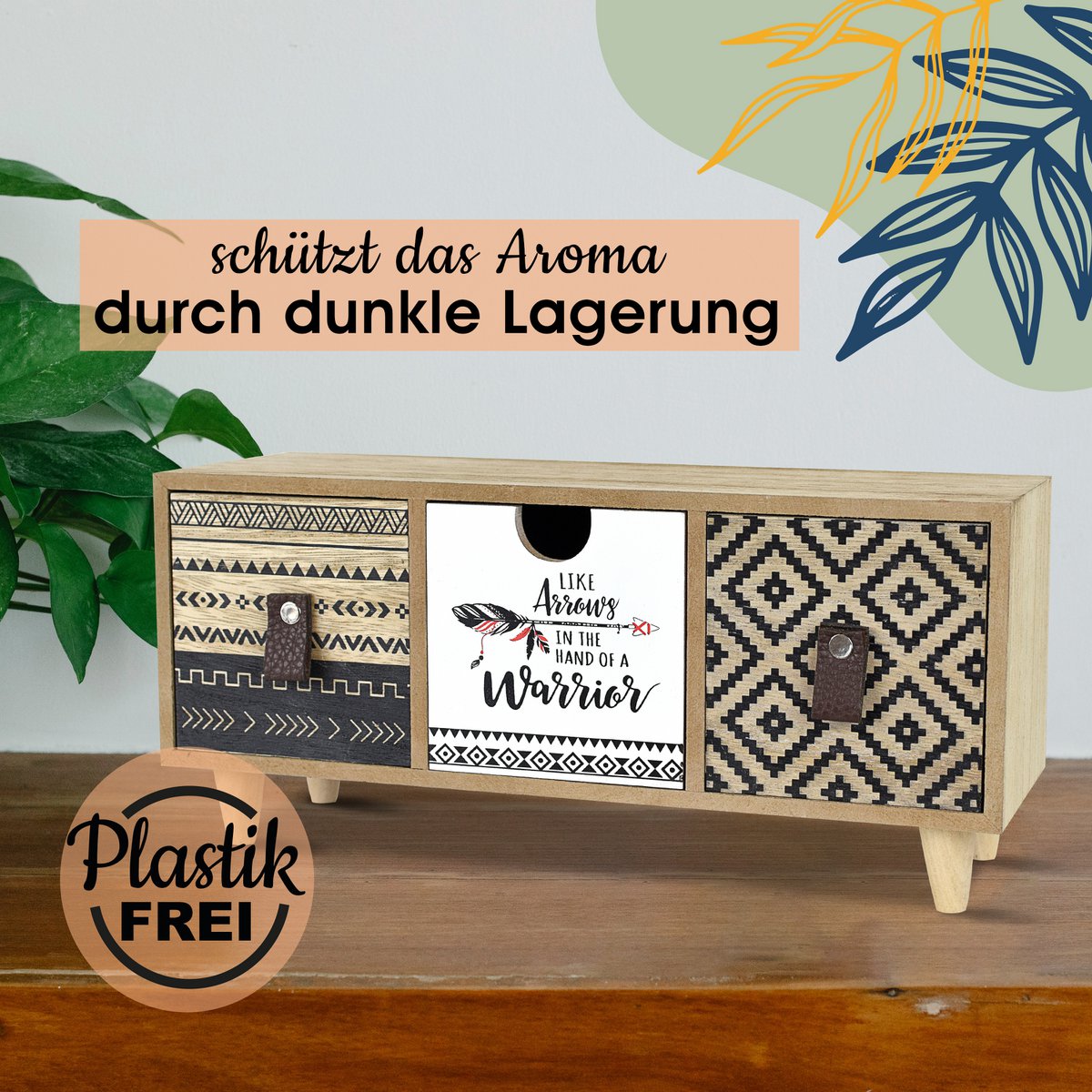 Moderne Teebeutel Aufbewahrung | aus Holz | im Boho Stil |