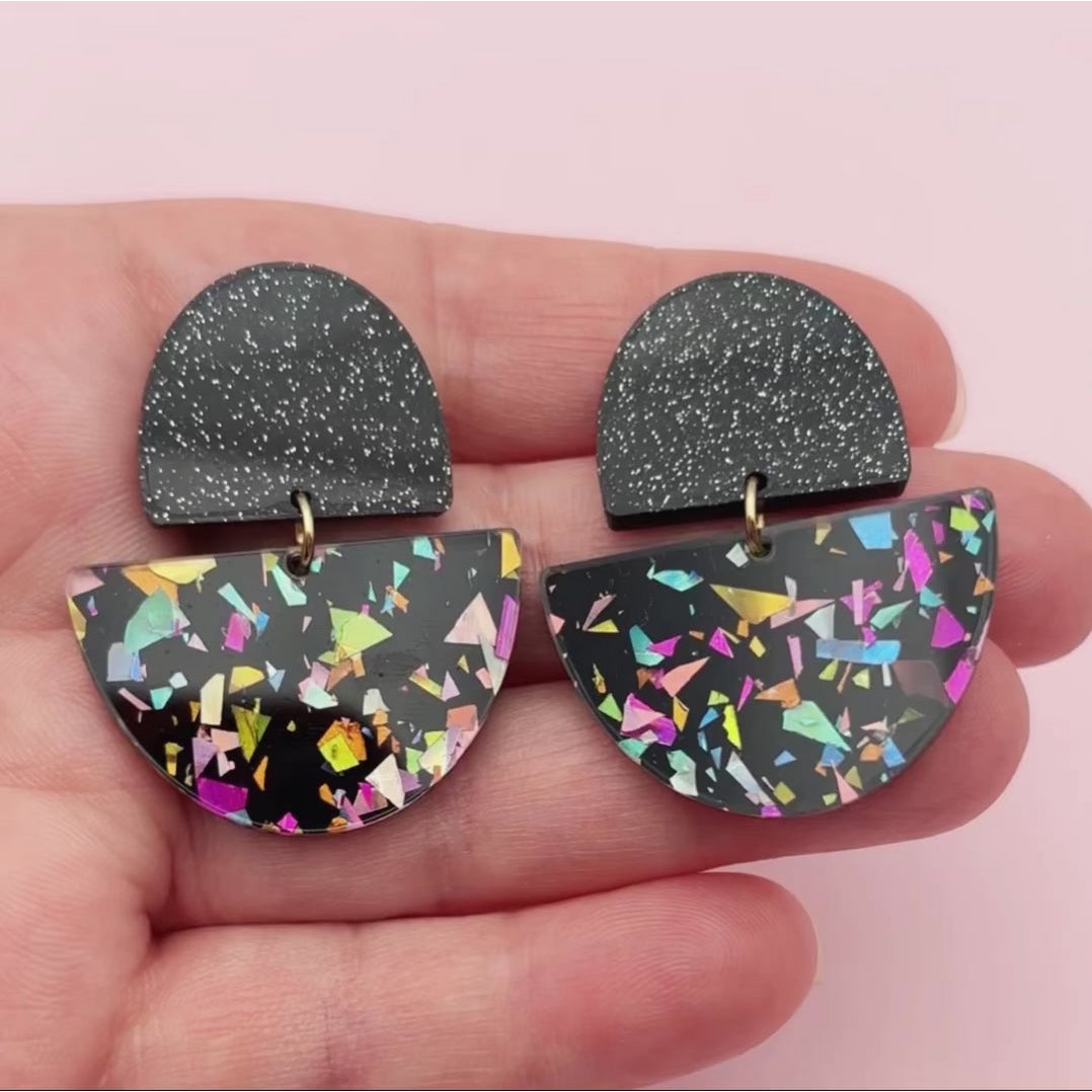 Pendientes Odette - Negro / Terrazo Glitter