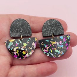 Pendientes Odette - Negro / Terrazo Glitter