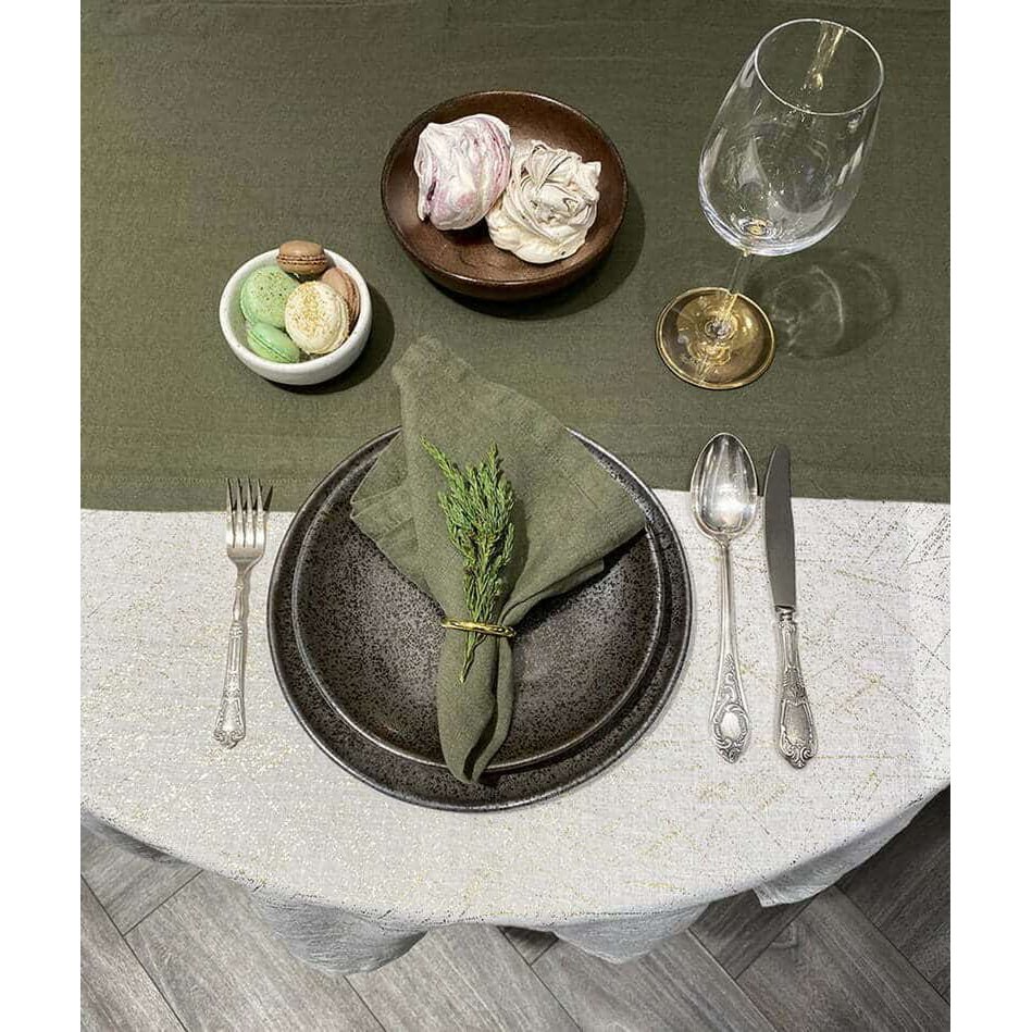Linen table runner Moss