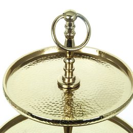To-lags metalbakke, guldfarve, 25x25x34 cm, decosiluet