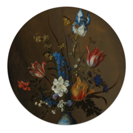 Wall circle flowers in a vase Balthasar van der Ast - round painting - wall circle