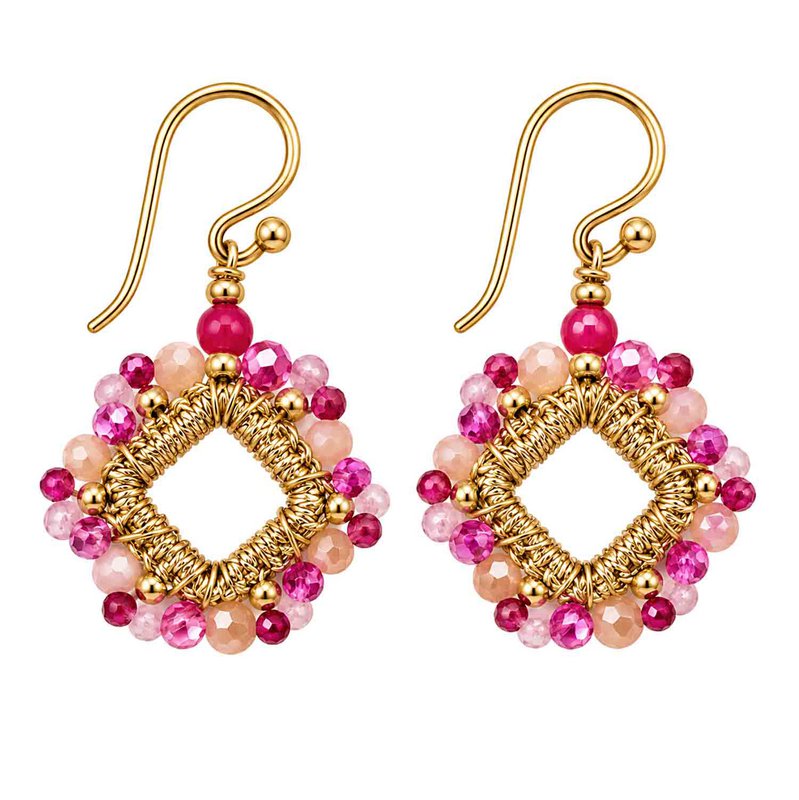 Boho Ohrhänger Ghana – Pink & Rosé mit facettierten Glasperlen