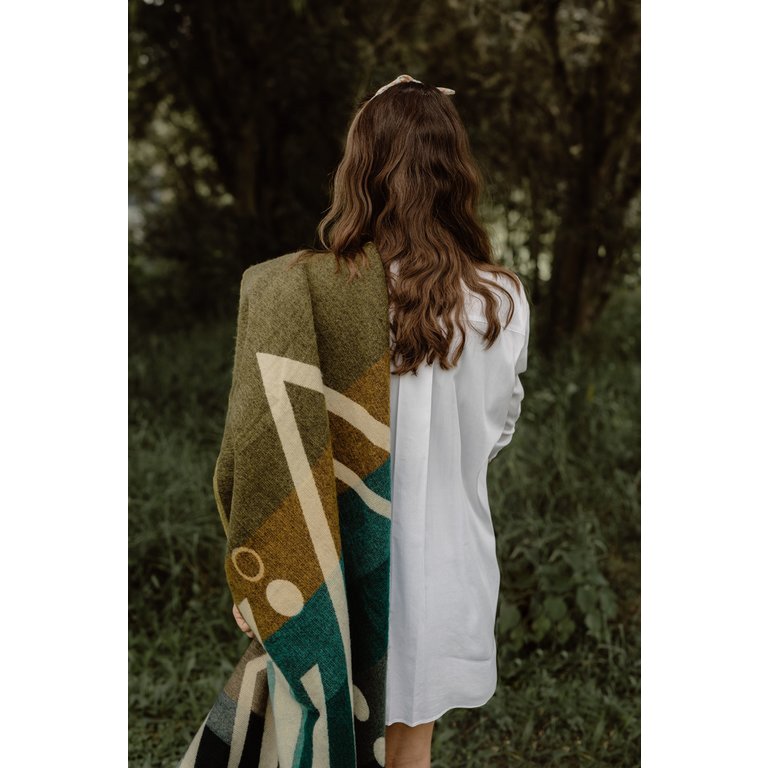 Mini Imbabura Green - Mini couverture en alpaga équatorien | couverture indigène |