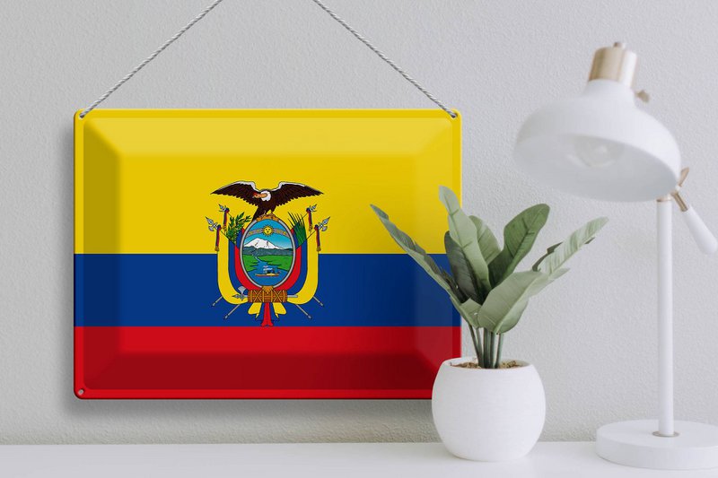Blechschild Flagge Ecuador 40x30cm Flag of Ecuador