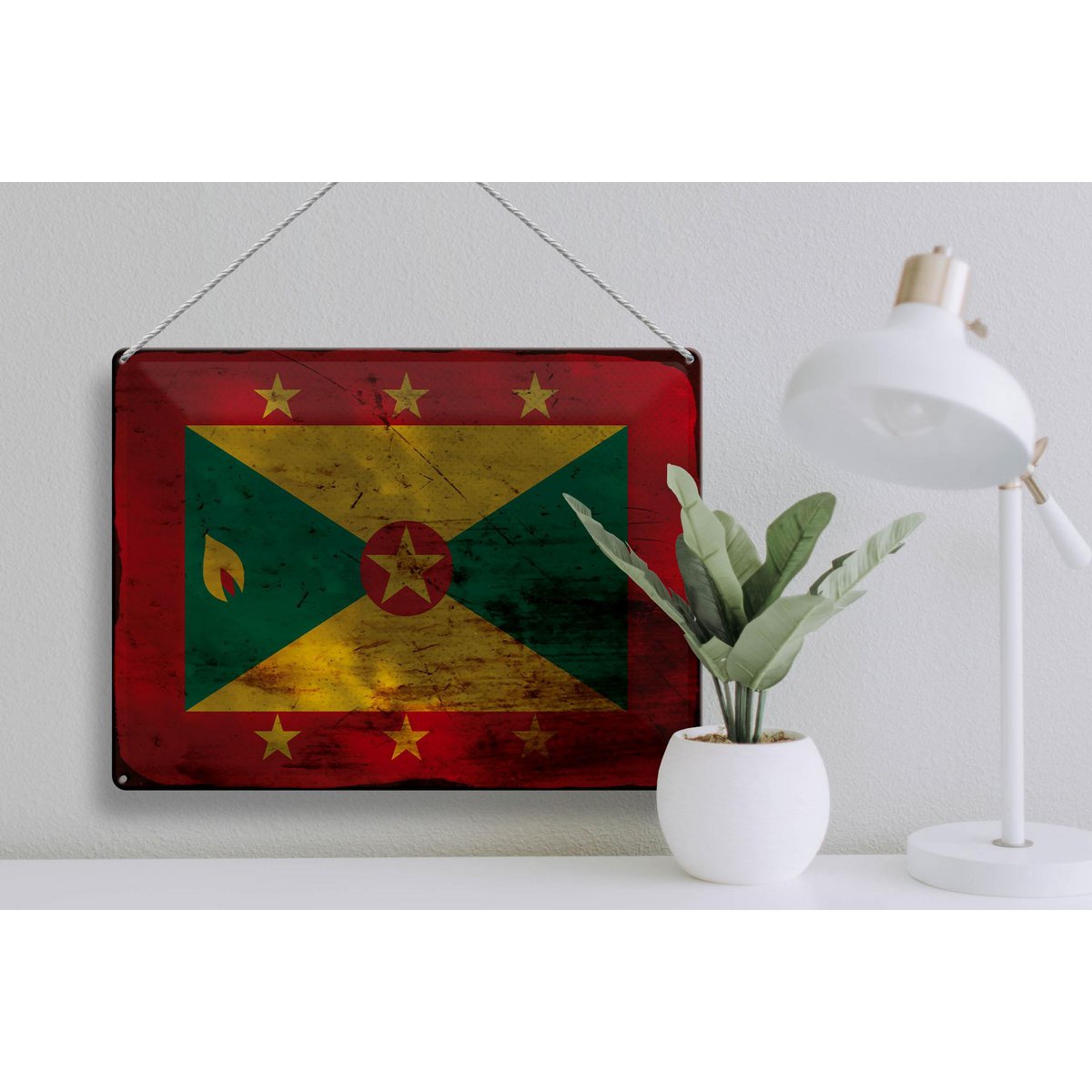 Blechschild Flagge Grenada 40x30cm Flag of Grenada Rost