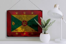 Blechschild Flagge Grenada 40x30cm Flag of Grenada Rost