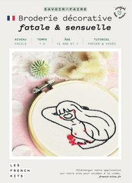 Embroidery kit featuring a sensual woman design, suitable for games and puzzles. Includes colorful embroidery threads and a hoop for creating a decorative textile art piece.