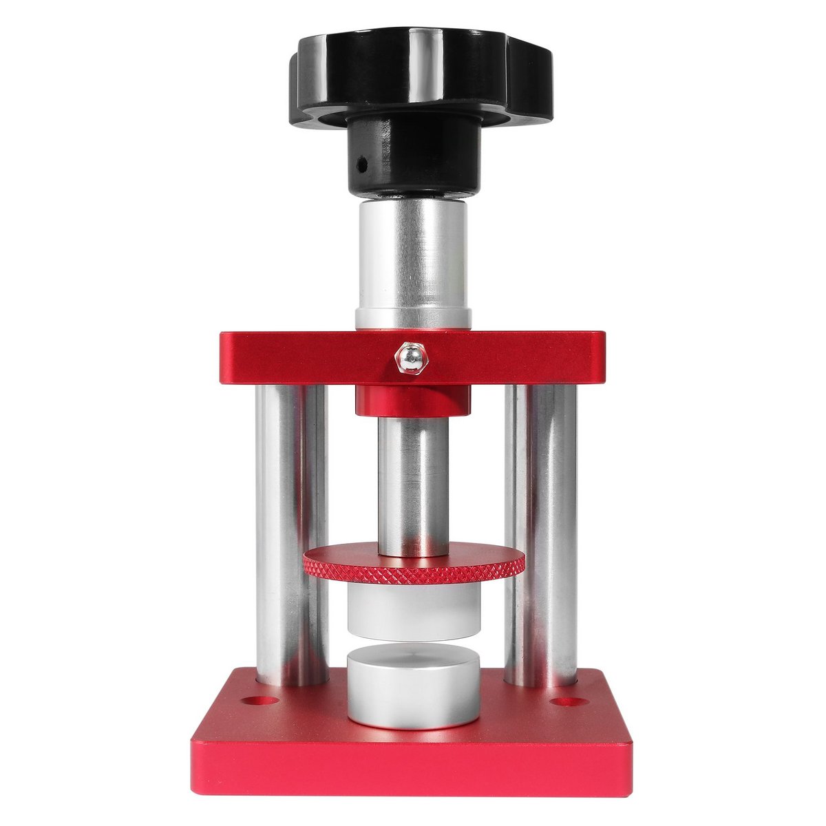 Spindelpresse für Gläser und Gehäuse, Aluminium/Edelstahl, rot/silberfarben
