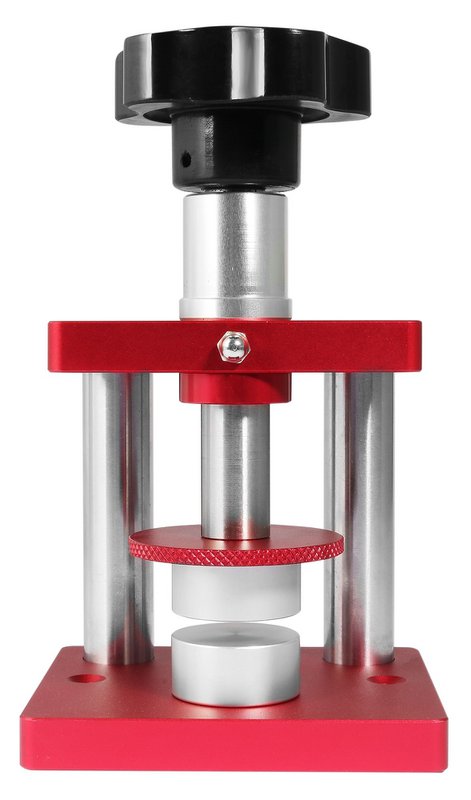 Spindelpresse für Gläser und Gehäuse, Aluminium/Edelstahl, rot/silberfarben