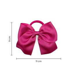 Hair bow with elastic - Grosgrain ribbon - 11 X 9 cm - Fuchsia