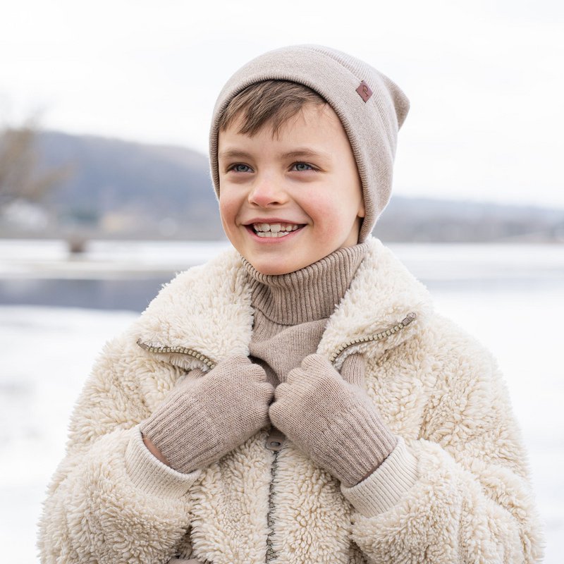 Beanie strikket Merino & Cashmere til børn
