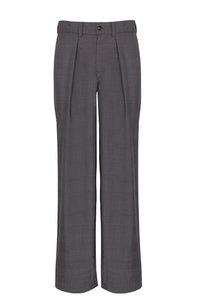 Wollen broek met plooien aan de voorkant in bruine Prince of Wales-ruit Made in Italy
