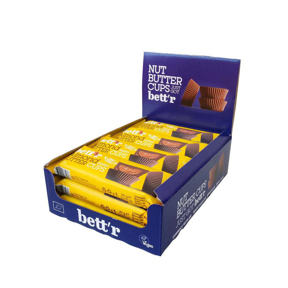Nut Butter Cups with Almond Cream 3x13g, Full Box 12x39g, organic, Bett’r