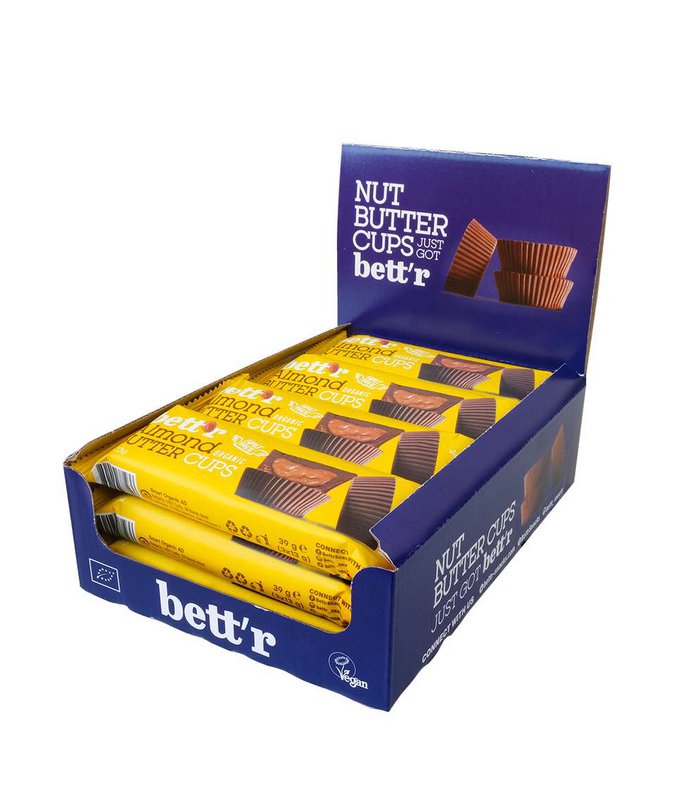 Nut Butter Cups with Almond Cream 3x13g, Full Box 12x39g, organic, Bett’r