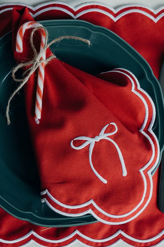 Rosie Scallop napkins with bow (set of 2)