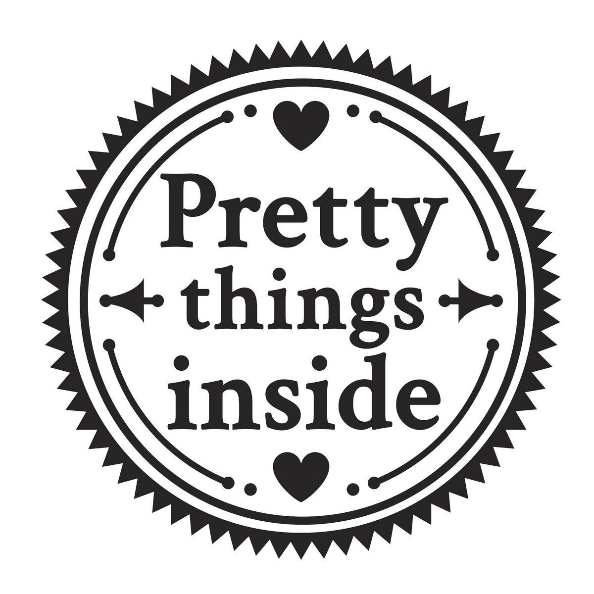 Okrągły znaczek - „Pretty Things Inside” z sercami