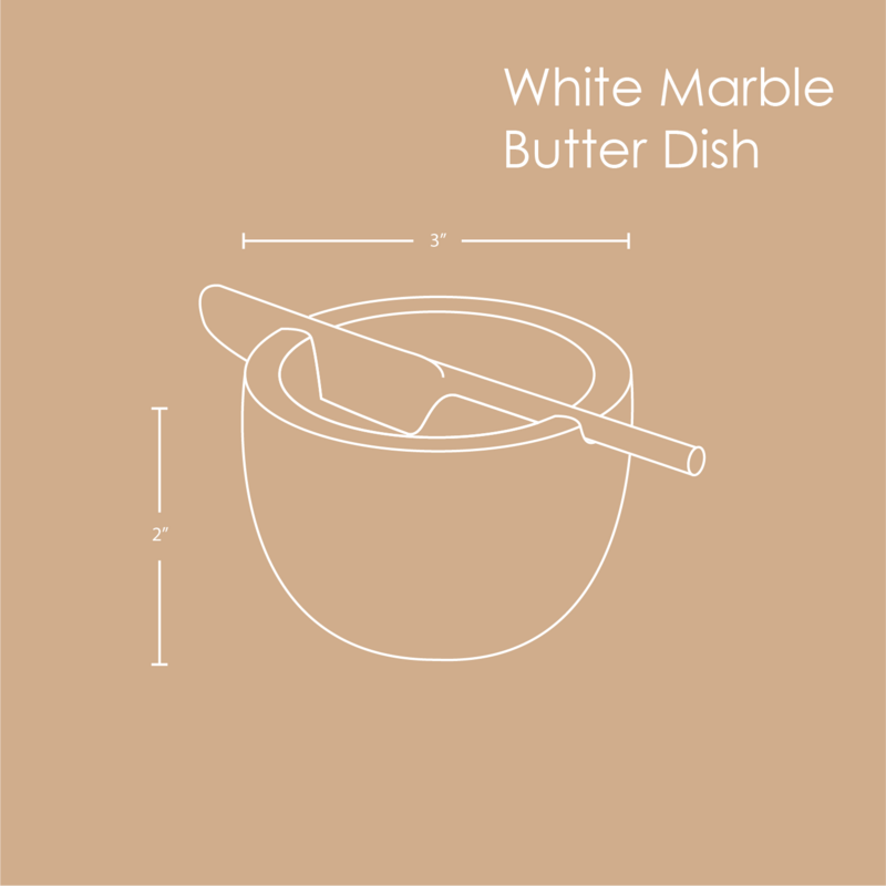 Plato de mantequilla | Cuchillo de Mármol Artesanal Blanco Gris | Oro