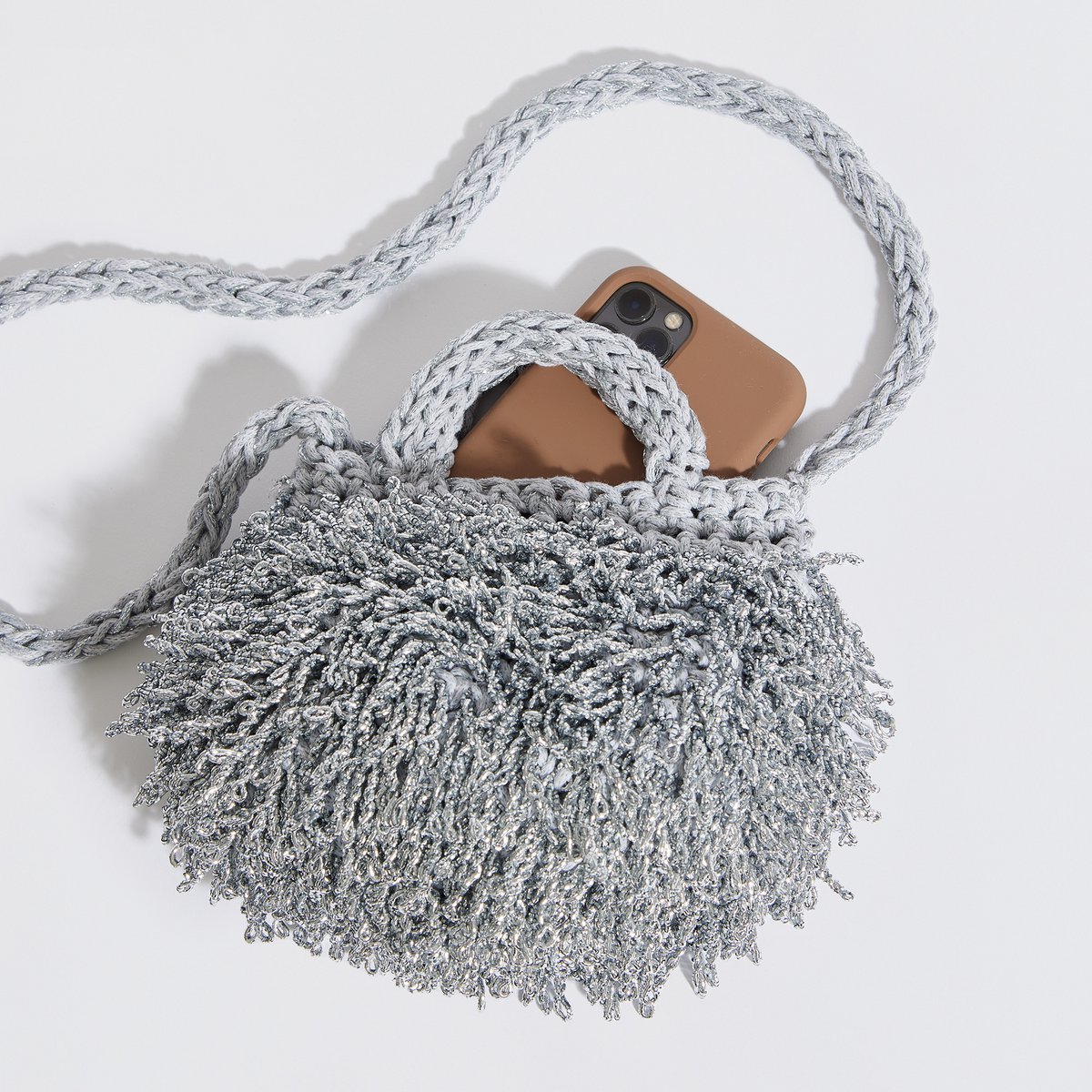 "Pebble Metallic" handgemaakte koppeling met crossbody -band goud