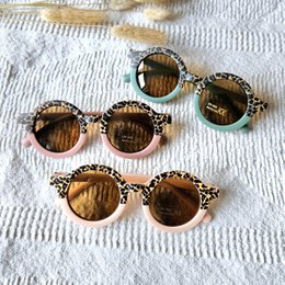 Baby and children's sunglasses UV400 round - Old pink / Leopard
