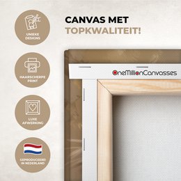 Canvas schilderij  - Wanddecoratie - Bloemen - Vaas - Stilleven - Beige