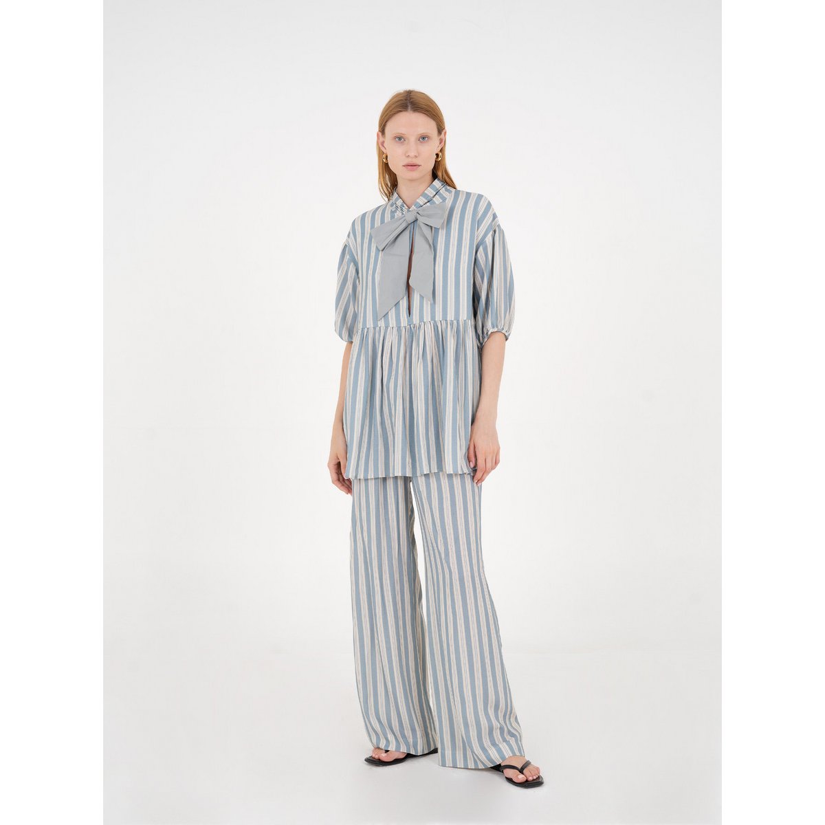 Manhattan Maxi blauw gestreepte blouse