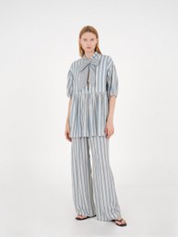 Manhattan Maxi blauw gestreepte blouse