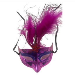 Venetiansk maske lys lilla med fjer