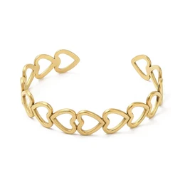 Gold-toned open heart bangle bracelet with a stylish and modern design.