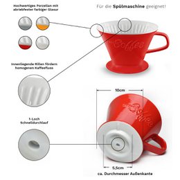 Creano Porzellan Kaffeefilter Gr. 4 Rot