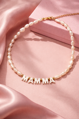 Mamma Icoon – Aanpasbare gouden barokke parelketting
