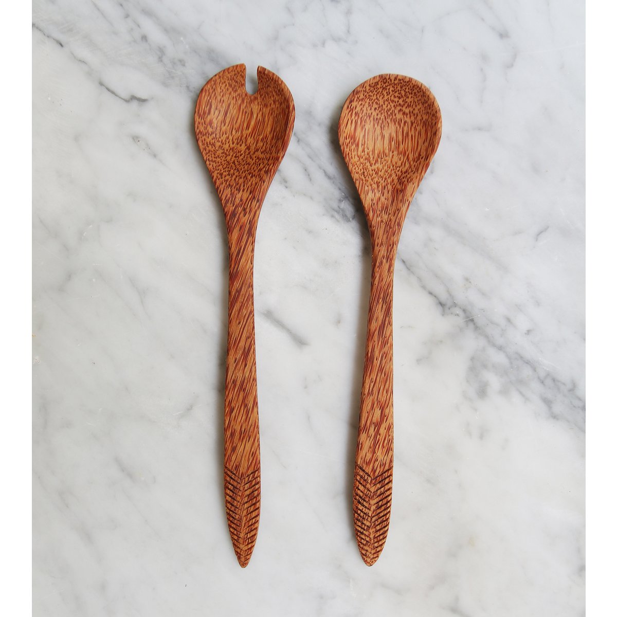Servidores de ensalada de madera de coco