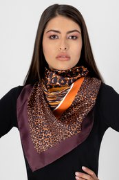 Animal Print - Brown-Brick - 90*90 cm - 100% Silk Twill