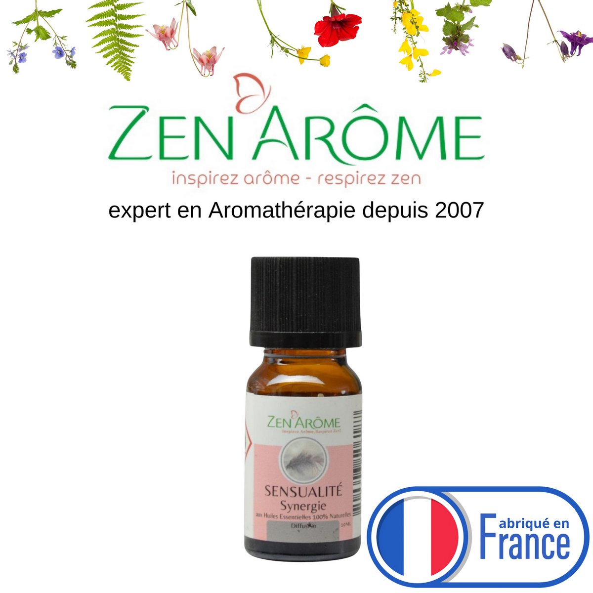 Sinergia de aceites esenciales - Sensualidad - 10 ml - Uso para Difusión - Envasado en Francia