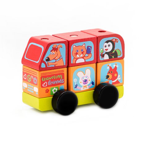 Sortierer aus Holz Happy Animals Bus
