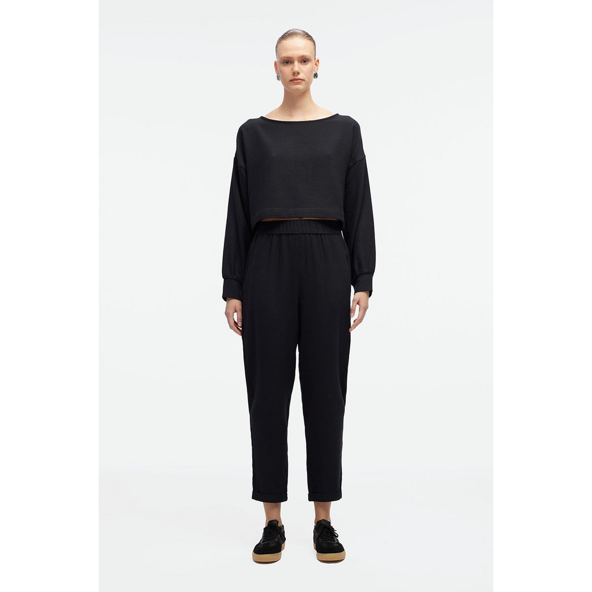 Pantalon ample noir (3378) 100% coton
