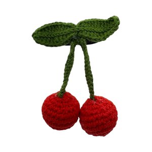 Handmade crochet hair tie - cherries