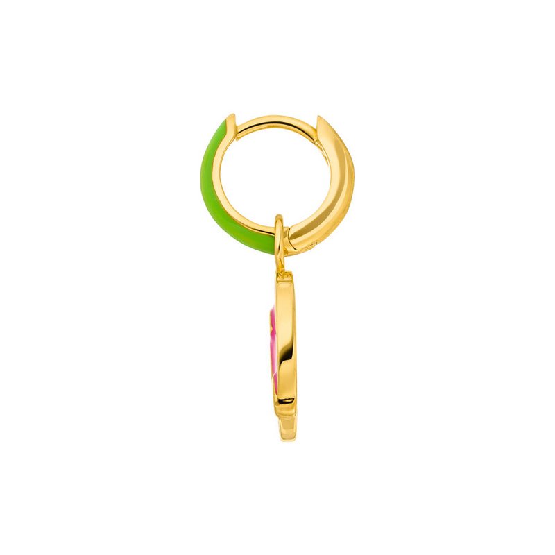 Single Creole "LOL" EMOJI, 18 K yellow gold plated