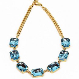Pax Gold Plated Necklace With Light Blue Crystals