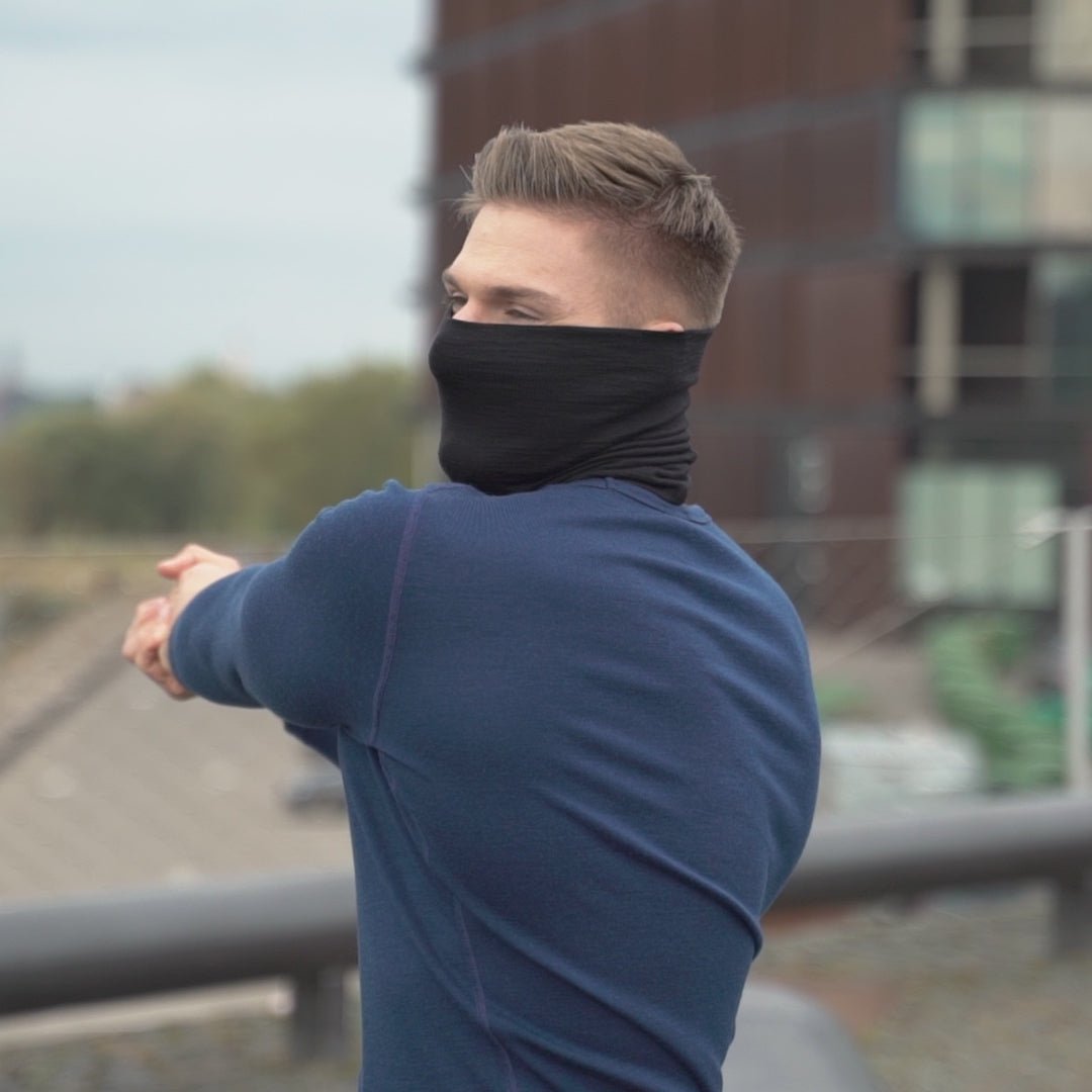 Men's Merino Neck Gaiter / Face Mask Black