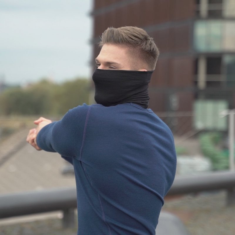 Men's Merino Neck Gaiter / Face Mask Black