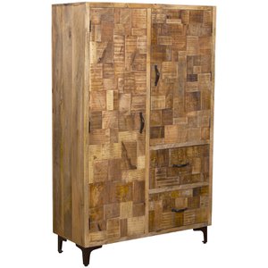 WOODEN CABINET 2 DOORS+2 DRAWERS NATURAL HANDLE 100X40X160CM ST37099