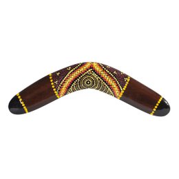 Boomerang in legno 30 cm | Con dipinti australiani | Suar Legno